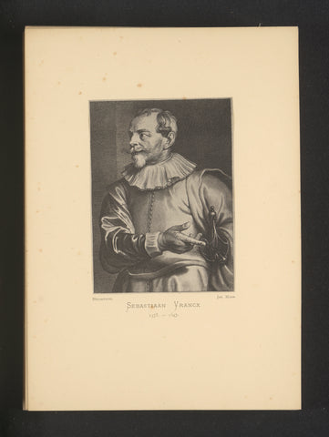 Reproduction of an engraving of a portrait of Sebastiaan Vrancx by Schelte Adamsz. Bolswert, Joseph Maes, c. 1872 - in or before 1877 Canvas Print