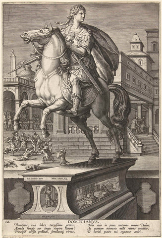 Emperor Domitian on horseback, Adriaen Collaert, 1587- 1589 Canvas Print