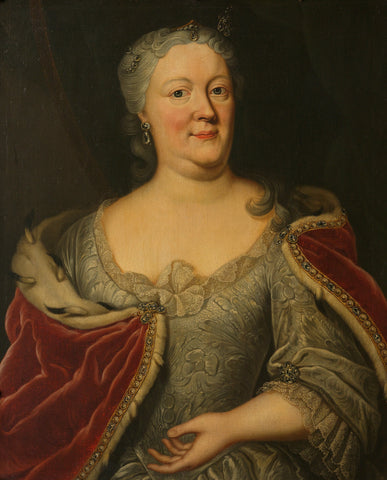 Portrait of Maria Louisa van Hessen-Kassel, called Maaike-Meu. Widow of the Stadtholder of Friesland John Willem Friso, Prince of Orange-Nassau, Johann Philipp Behr, c. 1720 - c. 1756 Canvas Print