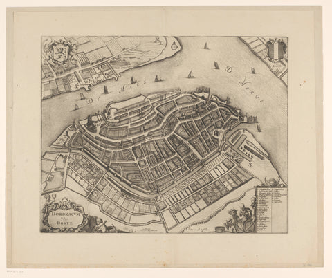 Map of Dordrecht, anonymous, c. 1698 - 1728 Canvas Print