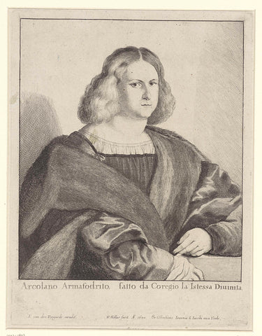 Portret van een man met halflang haar, Wenceslaus Hollar, 1649 - 1651 Canvas Print