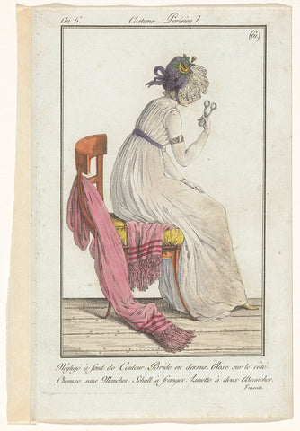 Young woman in sleeveless negligee, anonymous, 1797 - 1798 Canvas Print