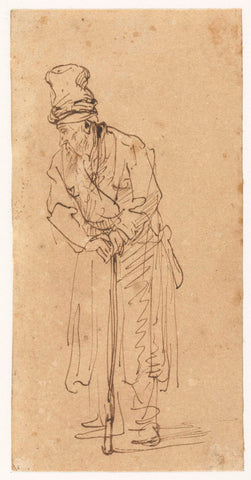 Old Man Leaning on a Stick, Rembrandt van Rijn (school of), c. 1635 - c. 1640 Canvas Print