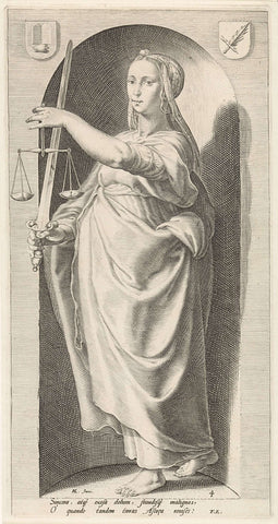 Justice (Justitia), Jacob Matham, 1593 Canvas Print