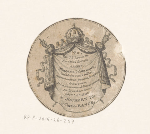 Label of print dealers Joubert Fils and Charles Bance in Paris, anonymous, 1804 - 1815 Canvas Print