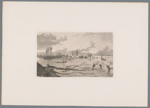 Dike breach between Maren and Alem, 1855, George Andries Roth, 1855 Canvas Print