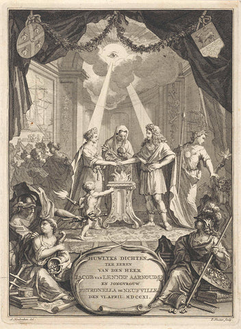 Title page for: Huwelyks dichten ter gelukkiger verëeniginge van (...) Jacob van Lennep Aarnoudsz. with young woman Petronella de Neufville, 1711, Pieter Sluyter, 1711 Canvas Print