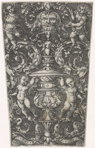 Flat decoration, candelabra with a vase, anonymous, 1500 - 1600 Canvas Print