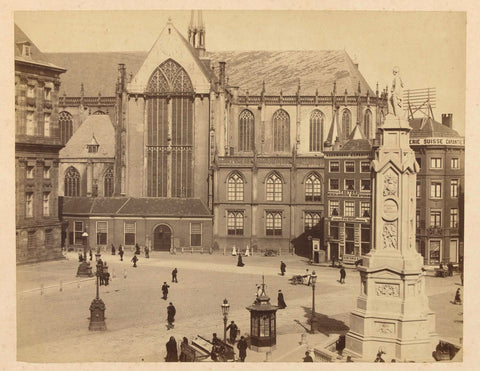 Dam, Nieuwe Kerk and the monument Naatje in Amsterdam, Albert Greiner, c. 1875 - c. 1885 Canvas Print