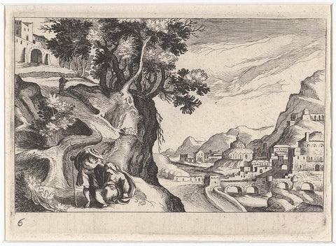 Landscape with Juda and Tamar, Simon Frisius, 1611 Canvas Print