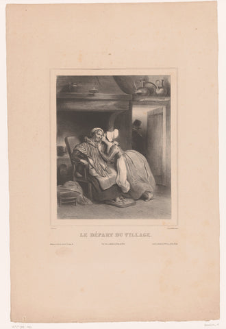 Young couple says goodbye to an old woman, Achille Devéria, 1832 Canvas Print