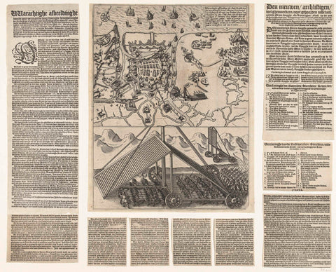 Siege of Ostend and the new storm bridge, February 1604, anonymous, 1604 Canvas Print