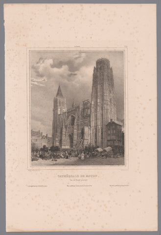 View of the main portal of the Cathedral of Our Lady in Rouen, Isodore-Laurent Deroy, 1834 Canvas Print