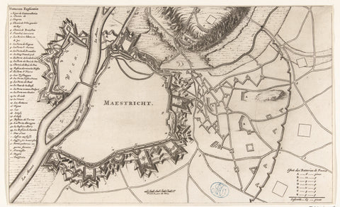 Map of Maastricht, 1678, anonymous, 1678 - 1699 Canvas Print