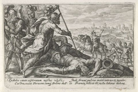 Diomedes kills Rhesus, Crispijn van de Passe (I), 1613 Canvas Print