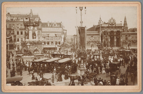 View of the Dam and the Beurs van Zocher during the inauguration celebrations of Wilhelmina from 5 to 9 September 1898, Sigmund Löw (possibly), 1898 Canvas Print