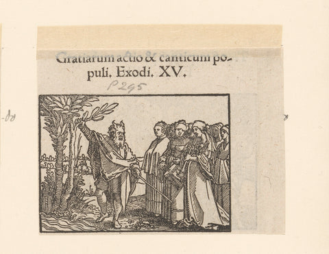 Moses standing by a tree with singing and dancing women, anonymous, 1530 - 1533 Canvas Print