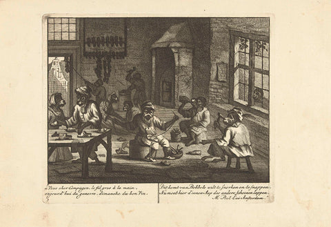 Monkeys as cobblers, c. 1720, Matthijs Pool, 1720 Canvas Print