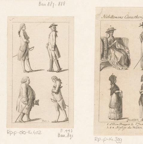 Men's clothing, Daniel Nikolaus Chodowiecki, 1782 Canvas Print