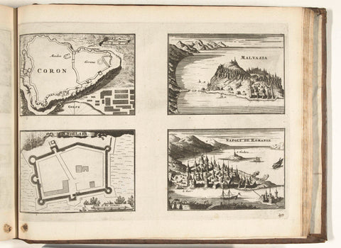 Maps and faces of Greek forts, 1726, anonymous, 1726 Canvas Print