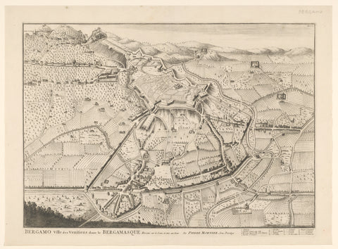 Map of Bergamo, anonymous, 1704 - 1724 Canvas Print