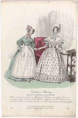 Journal des Dames et des Modes, Costumes Parisiens, 1837, (3463): Robe en circassienn (...), Prot, 1837 Canvas Print