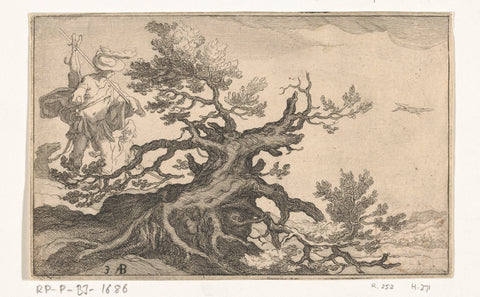 View with a tree, Frederick Bloemaert, after 1635 Canvas Print