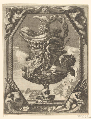 Schenkkan resting on three dolphins, Jean Lepautre, after 1664 - before 1716 Canvas Print