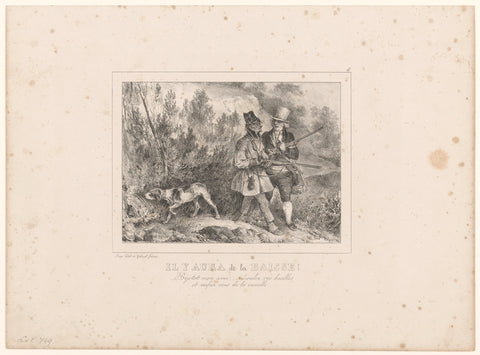 Two grocers discuss their business while hunting, Nicolas Toussaint Charlet, 1830 Canvas Print