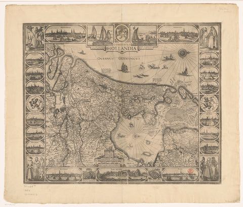 Map of the county of Holland, 1630, Abraham Goos, 1652 Canvas Print