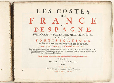 Title page for the second part of the print work: Les costes de France et d'Espagne, ca. 1702, Pieter Mortier (I), 1702 - 1703 Canvas Print