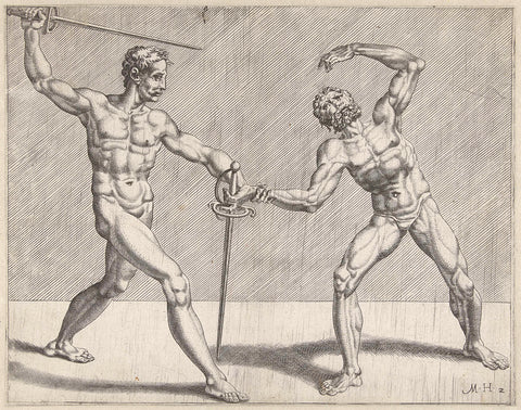 Two swordsmen, Cornelis Bos (possibly), 1552 Canvas Print