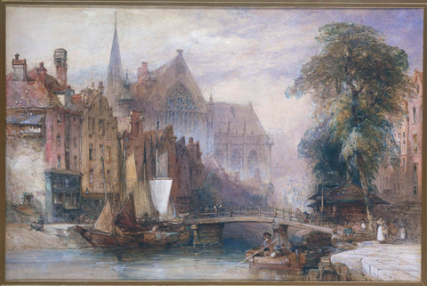 View of the Nieuwe Kerk and the Nieuwezijds Voorburgwal in Amsterdam, from the North, William Callow, 1853 Canvas Print