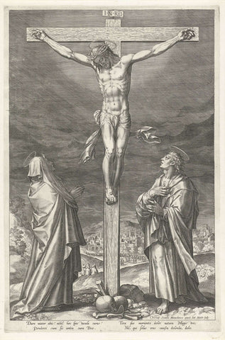 Christ on the cross, Johann Sadeler (I), 1589 Canvas Print