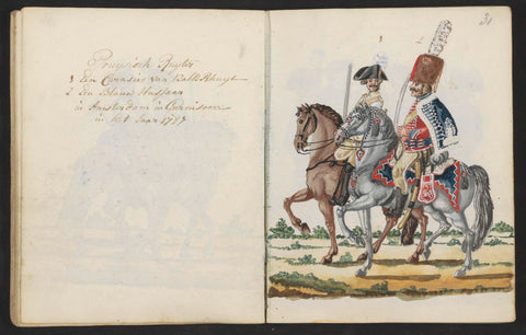 Prussian riders in Amsterdam, S.G. Casten, 1795 - 1796 Canvas Print