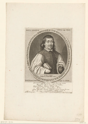 Portret van Johann Stieffler, Jakob von Sandrart, 1668 Canvas Print