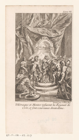 Telemachus en mentor weigeren het koningschap van Kreta, Jacques-Philippe Le Bas, 1755 Canvas Print