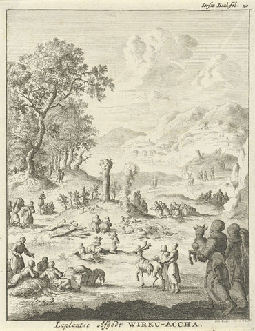 Sami worship the god Wirku Accha, Jan Luyken, 1682 Canvas Print