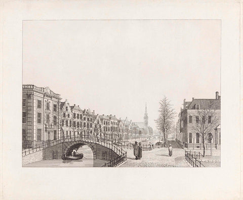 View of the Rapenburg in Leiden of the Nieuwsteegbrug, 1807, Reinier Vinkeles (I), 1807 Canvas Print