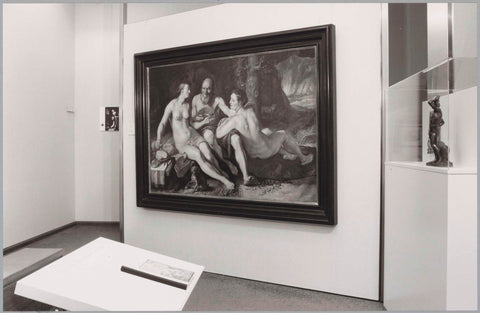 Corner of a room with a painting and a statue in a display case, c. 1989 Canvas Print