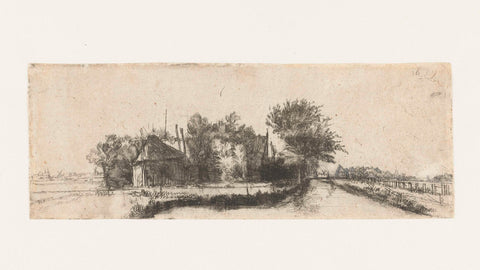 Landscape with a canal and fence, Pieter de With, 1659 Canvas Print