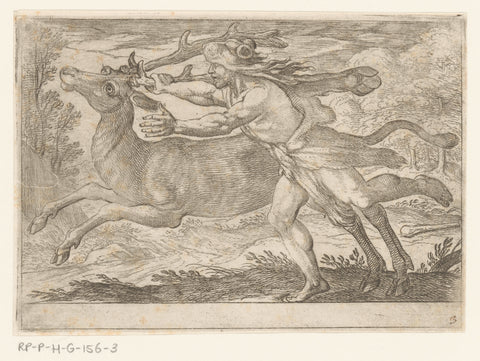 Hercules captures the Arcadian deer, Antonio Tempesta, 1608 Canvas Print