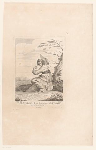 Vrouw met waaier in een landschap, Edme Jeaurat, 1731 Canvas Print