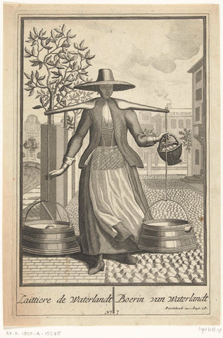 Milkmaid from Waterland, Pieter van den Berge, in or before 1689 - 1713 Canvas Print