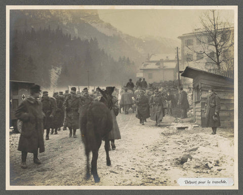 Group of soldiers on their way to the trenches in the Dolomites, presumably Italians, Henri de Rothschild (attributed to), 1916 Canvas Print