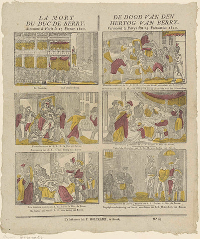 Death / Of the Duke of Berry. / Murdered in Paris on February 13, 1820 / De dood van den / Hertog van Berry. / Vermoord te Parys den 13 Februarius 1820, F. Holtkamp, 1800 - 1833 Canvas Print