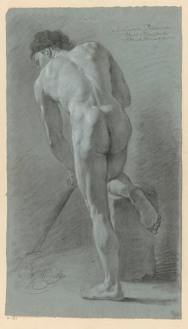 Standing male nude, seen on the back (2nd prize 1773), Wybrand Hendriks, 1773 Canvas Print