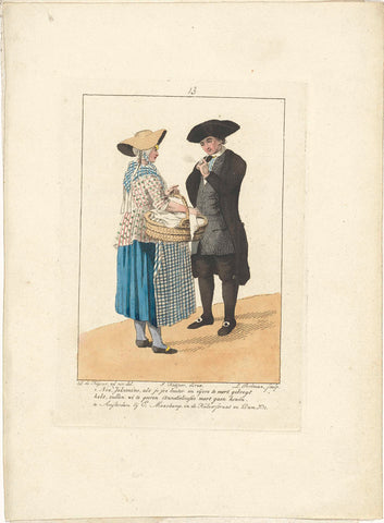 Egg saleswoman and a gentleman, Ludwig Gottlieb Portman, 1806 - 1812 Canvas Print