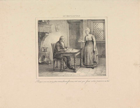 King William I writes a request for a woman, 1829, Jean-Louis Van Hemelryck, 1829 Canvas Print