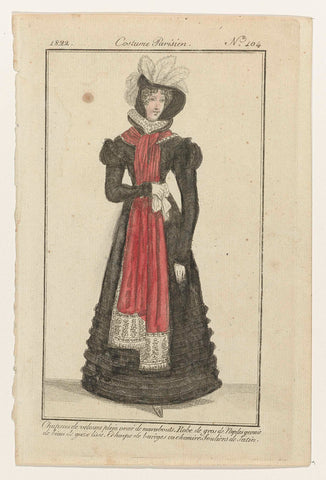 Journal des Dames et des Modes, Costume Parisien, kopie, 1822, No. 104 : Chapeau de velvet plein (...), anonymous, 1822 Canvas Print